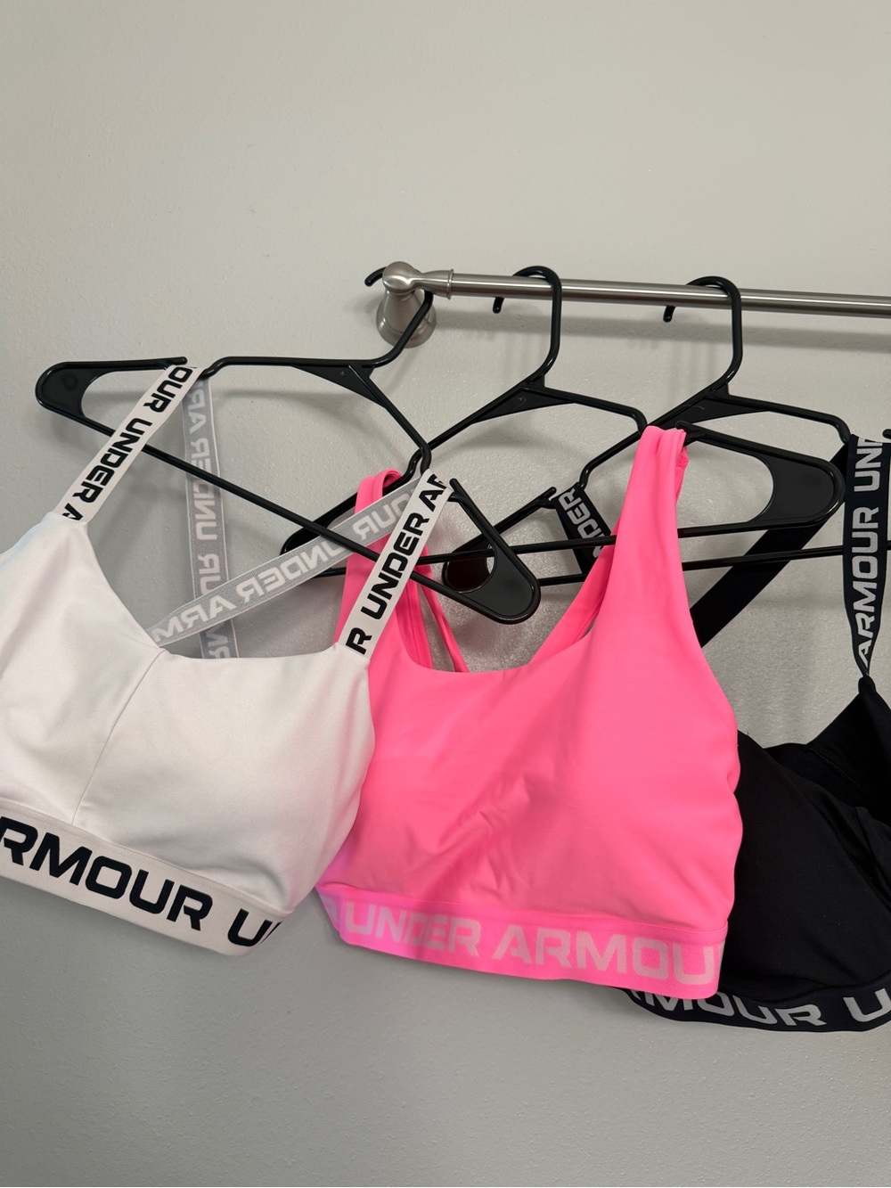 Under Armour Pink & White Women's Sports Bras - Branded Elastic Band